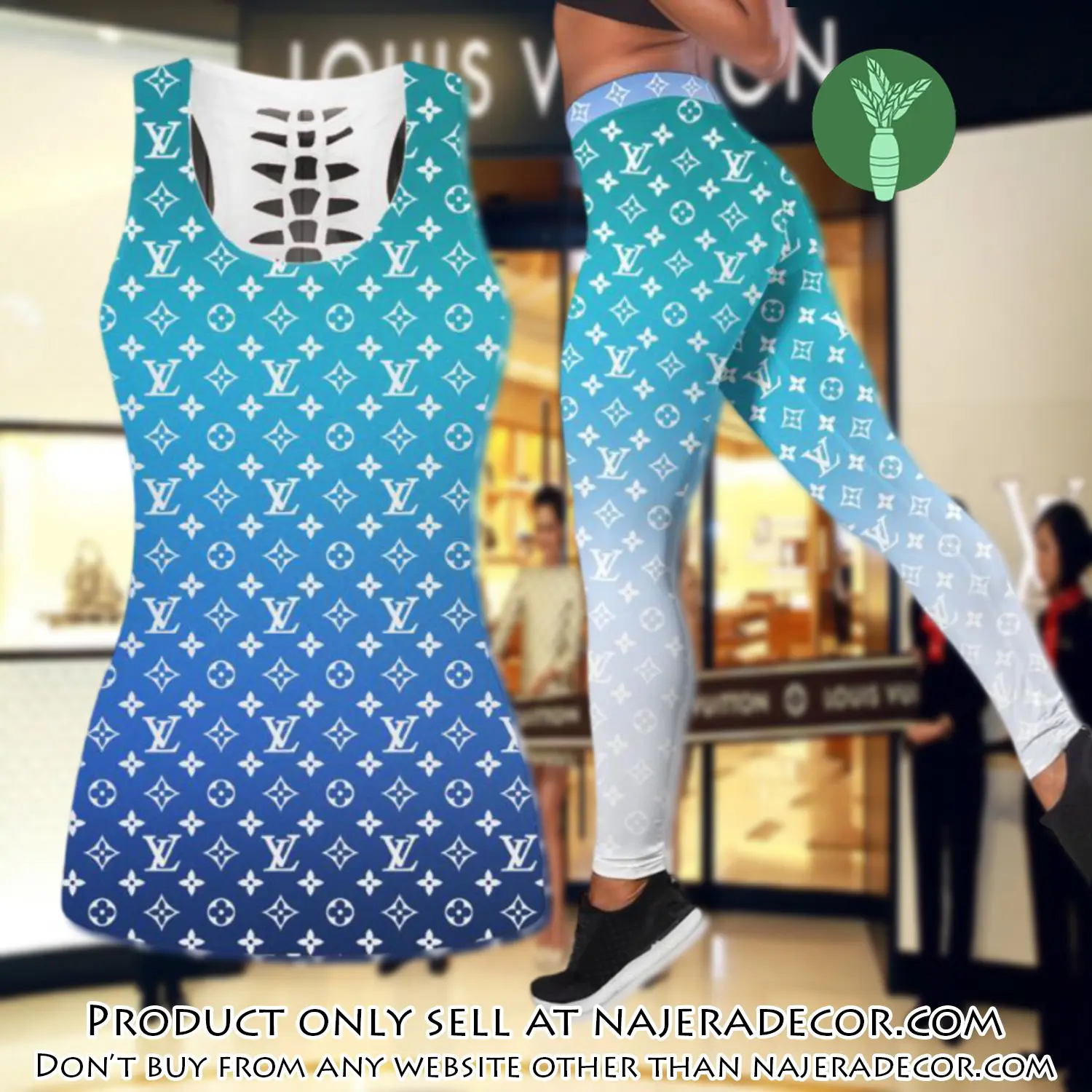 Louis vuitton gradient tank top leggings set luxury brand lv for women yoga gym njr3008384